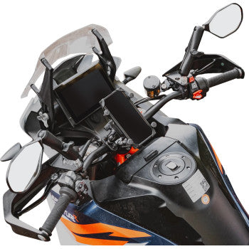 Side view of black RAM MOUNTS Tough-Mirror™ oval right-side mirror with ball mount, designed for secure vehicle side mirror attachment.