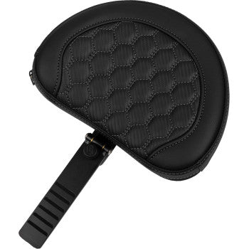 Bill's Exhausts SADDLEMEN Roadsofa™ Extended Reach Seat with backrest, honeycomb design, dark gray stitch for FLTR/FLHX 2023-2024.
