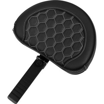 SADDLEMEN Roadsofa extended reach seat with backrest in honeycomb pattern, white stitching for FLTR/FLHX 2023-2024 motorcycles