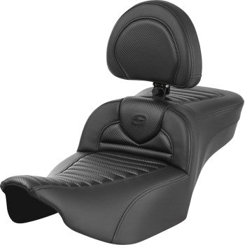 SADDLEMEN Roadsofa™ Extended Reach Seat - with Backrest - Tuck-n-Roll - Carbon Fiber - FLTR/FLHX '23-'24 823-07-205B0 - Howling Moto