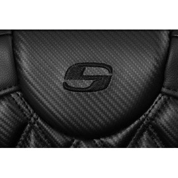 Bill's Exhausts SADDLEMEN Roadsofa™ Extended Reach Seat without backrest, carbon fiber, lattice stitch, for FL 2008-2023 motorcycle