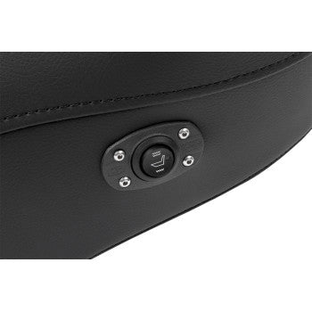 Bill's Exhausts SADDLEMEN Roadsofa seat without backrest, lattice stitch design, carbon fiber finish for FL 2008-2023 motorcycles.