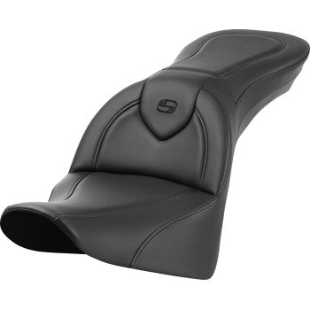 Bill's Exhausts SADDLEMEN Roadsofa™ motorcycle seat without backrest, plain black design, durable and comfortable for riders