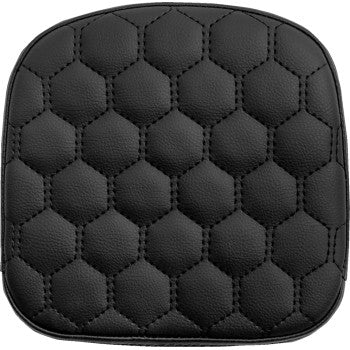 SADDLEMEN sissy bar pad in honeycomb design with black stitching for motorcycle, designed for Bill's Exhausts motorcycle accessories.