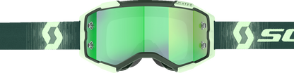 Scott Fury Goggle in dark green and mint with green chrome lens, designed for motocross and off-road riding.