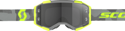 Scott Fury Goggle in light gray and neon yellow with light-sensitive gray lenses, designed for outdoor sports and active use.