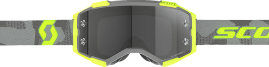 Scott Fury Goggle in light gray and neon yellow with light-sensitive gray lenses, designed for outdoor sports and active use.