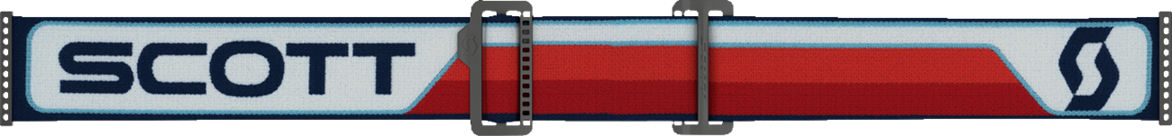 Scott Prospect Goggle in red, white, and yellow chrome with yellow tinted lens, featuring adjustable strap and ventilation.