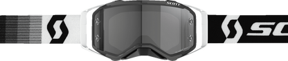 Scott Prospect Sand Dust Goggle by Bill's Exhausts in black and white with light-sensitive gray lenses, designed for outdoor protection.