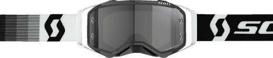Scott Prospect Sand Dust Goggle by Bill's Exhausts in black and white with light-sensitive gray lenses, designed for outdoor protection.