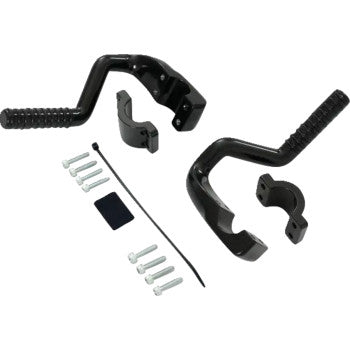 Show Chrome adjustable highway peg in satin black for Can-Am motorcycles, featuring a sleek, durable design for rider comfort.