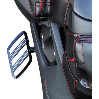 Black Show Chrome Combat Boards driver side with contrast cut for Ryker 2019-2024, designed for Bill's Exhausts.