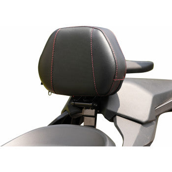 Bill's Exhausts SHOW CHROME Grande Backrest for Can-Am Ryker, driver seat with ballistic red stitching, provides comfort and support.