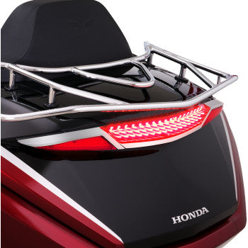 Chrome LED trunk light with red lens for Honda GL1800 motorcycle, designed by Bill's Exhausts.