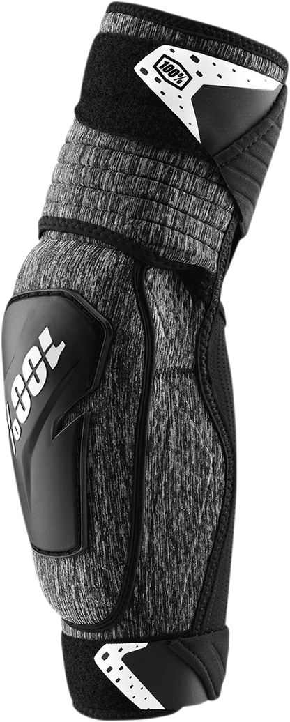 Bill's Exhausts 100% Fortis Elbow Guards in gray and black, size L/XL, designed for protection during riding or sport activities.
