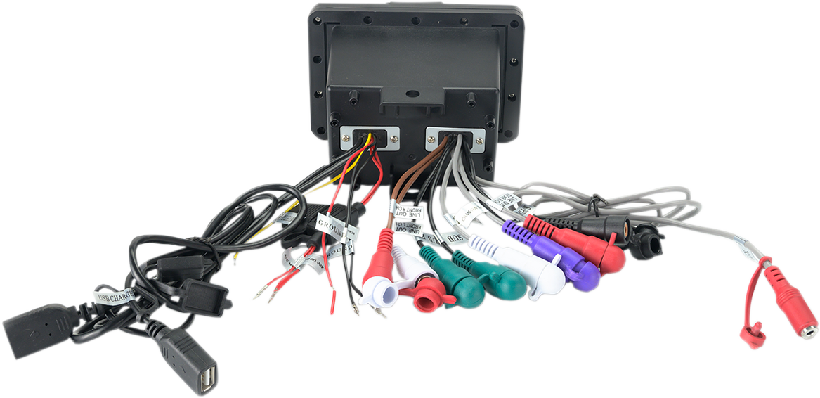 Bill's Exhausts NAVATLAS AM/FM Weather Band Radio engine with Bluetooth NA30C mounted on vehicle engine.