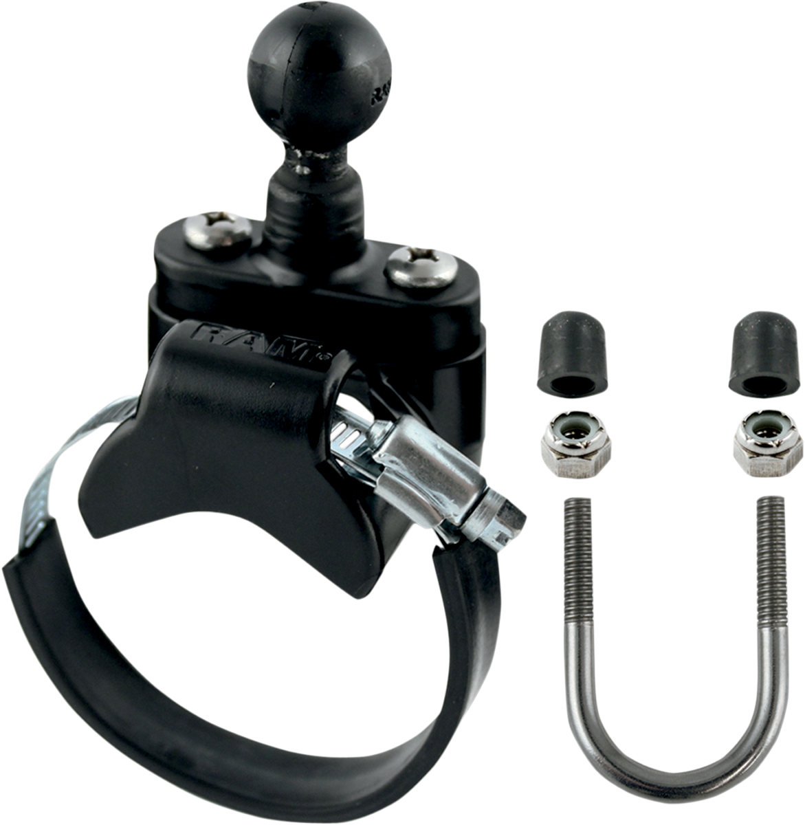 Bill's Exhausts RAM MOUNTS Ball Mount U-Bolt UTV Mount Base, durable engine accessory for secure mounting.