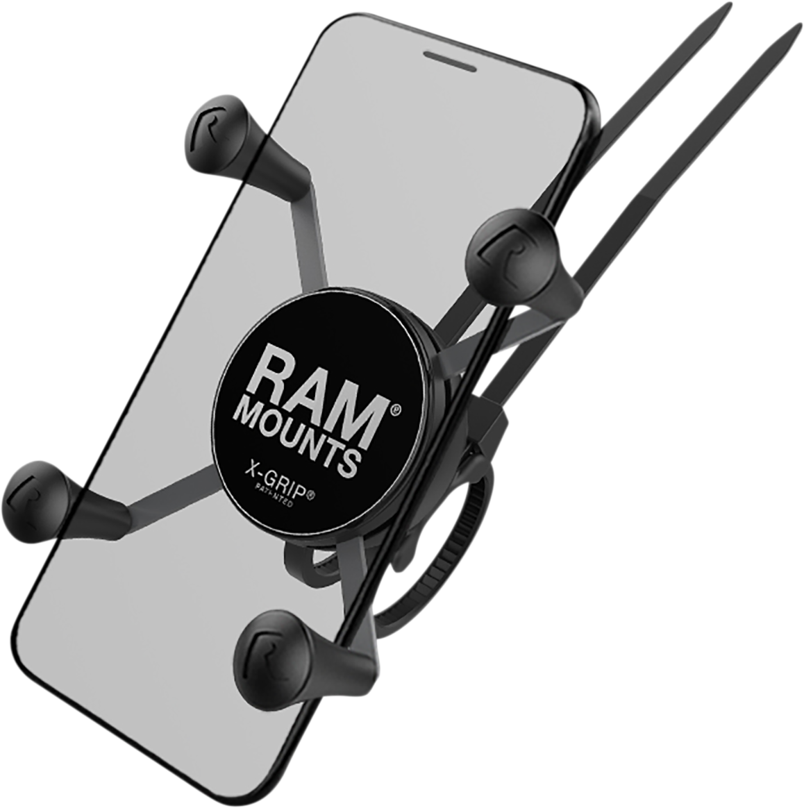 RAM MOUNTS X-Grip Kit with Bicycle Base for engine, by Bill's Exhausts, featuring a secure grip and durable mounting components.