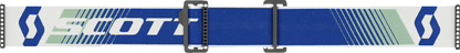 Scott Fury Goggle in blue and green, designed for motorcycling, with clear lenses and adjustable strap, by Bill's Exhausts.