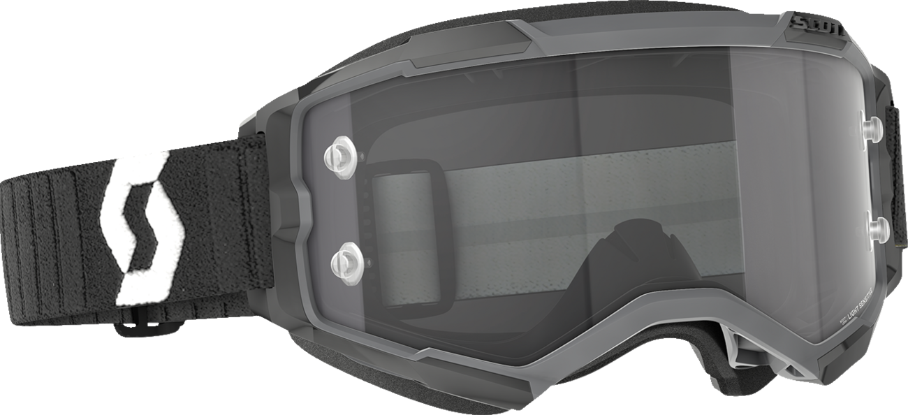 Scott Fury Light Sensitive Goggles in black and gray with adjustable straps, designed for protective eye coverage.