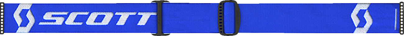 Scott Primal goggles in blue with clear lenses, designed for motorcycle riding, shown on a Bill's Exhausts engine.