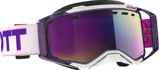 Scott Prospect snow goggles in purple and pink with enhancer purple chrome lens, designed for winter sports.