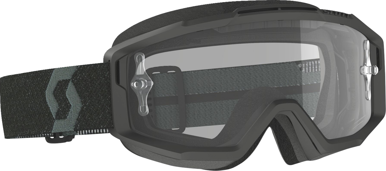 Scott Split OTG Sand Goggles in black and dark gray for engine protection, designed for comfortable over-the-glasses wear.