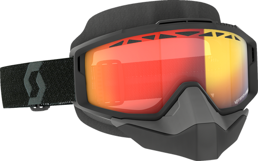 Scott Split Snow Goggles OTG with light-sensitive lenses in black and red chrome, designed for snow sports and outdoor winter activities.