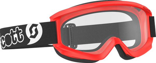 Scott Youth Agent Goggles in red with clear lenses, designed for youth engine protection and visibility.