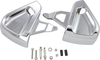 Show Chrome caliper covers for Honda GL1800 motorcycle, engineered for stylish brake caliper protection and enhancement.
