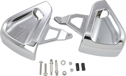 Show Chrome caliper covers for Honda GL1800 motorcycle, engineered for stylish brake caliper protection and enhancement.