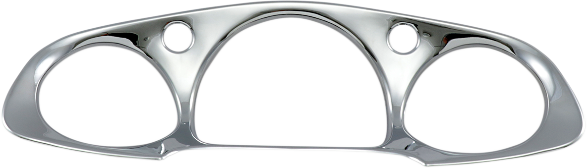 Chrome instrument panel accent for engine by Bill's Exhausts, showcasing a sleek, shiny chrome finish on a vehicle dashboard.