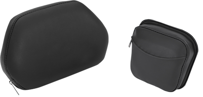 Show Chrome detachable smart mount backrest for Can-Am engine, designed for added comfort and support on motorcycle seats.