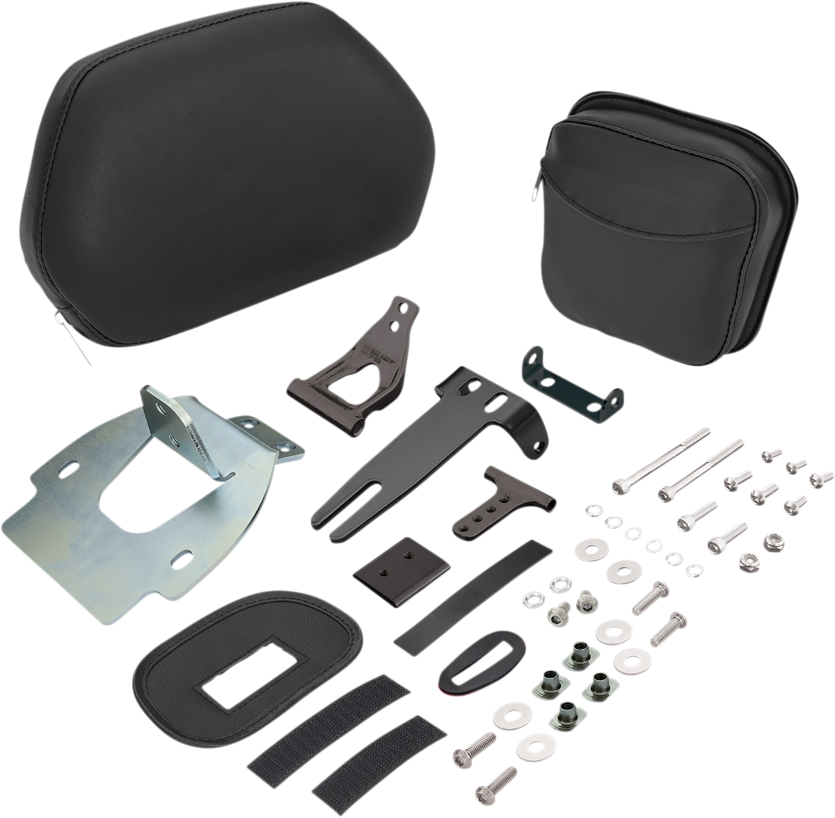 Bill's Exhausts Show Chrome Detachable Smart Mount Backrest for Honda GL1800 motorcycle engine component, chrome finish.