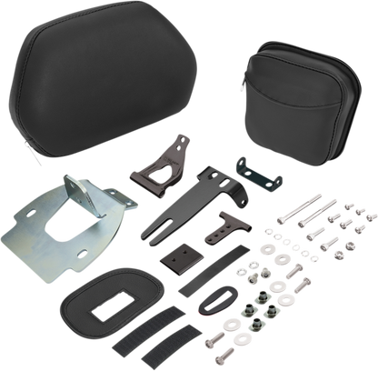 Bill's Exhausts Show Chrome Detachable Smart Mount Backrest for Honda GL1800 motorcycle engine component, chrome finish.