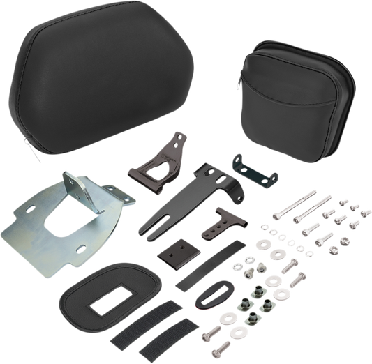 Bill's Exhausts Show Chrome Detachable Smart Mount Backrest for Honda GL1800 motorcycle engine component, chrome finish.