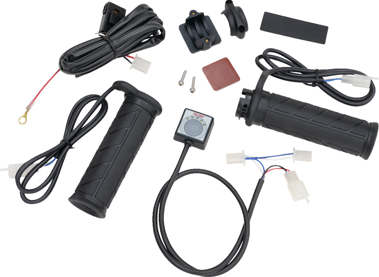 Bill's Exhausts Show Chrome Heated Grips for Ryker 17-454BK engine, featuring chrome finish and ergonomic design.