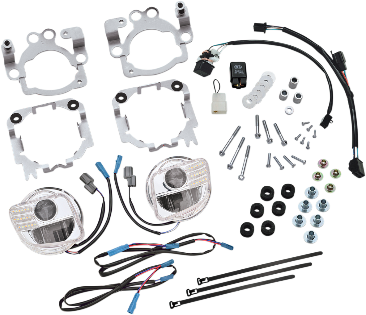 Show Chrome LED fog lights kit for Honda GL1800 motorcycle, featuring bright illumination and durable design by Bill's Exhausts.