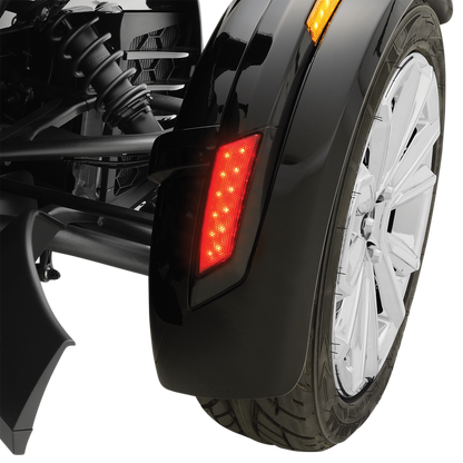 Red LED front fender light for engine from Bill's Exhausts, designed for Show Chrome motorcycles.