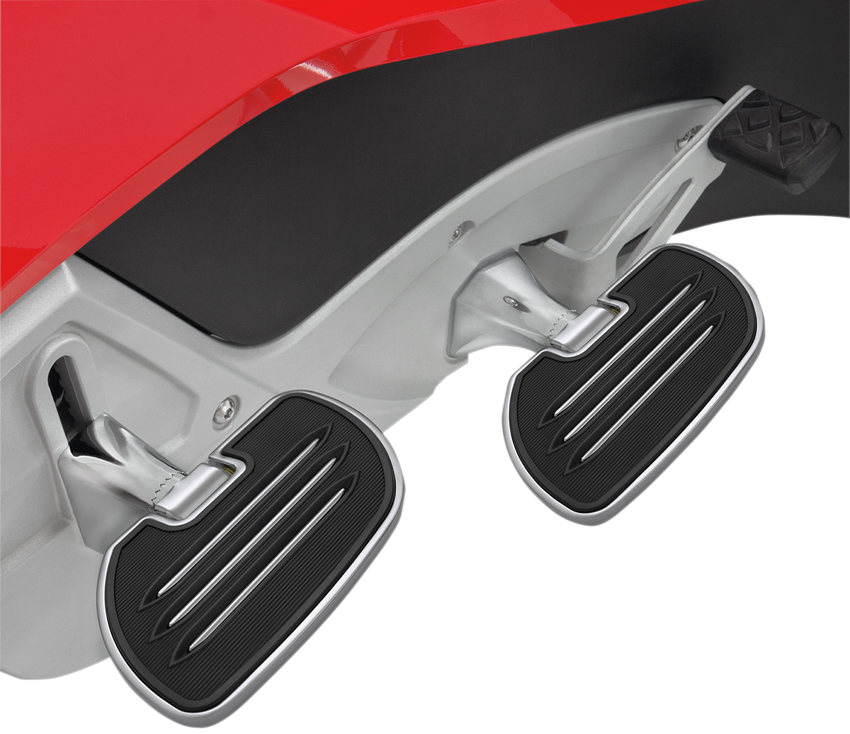 Show Chrome passenger floorboards for Can-Am, designed for engine protection and rider comfort, by Bill's Exhausts.