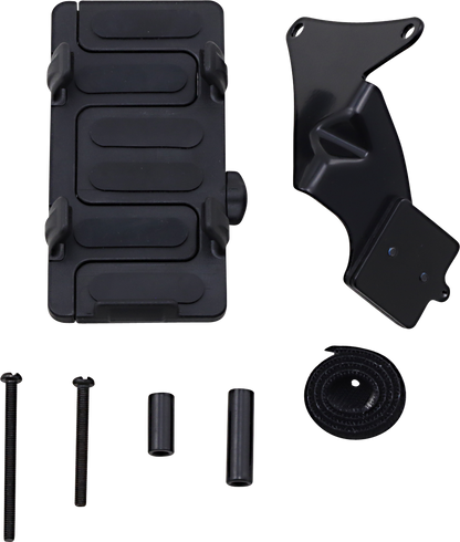 Black Show Chrome phone and GPS handlebar mount for Honda GL1800 motorcycle, designed by Bill's Exhausts.