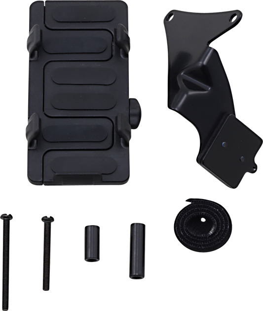 Black Show Chrome phone and GPS handlebar mount for Honda GL1800 motorcycle, designed by Bill's Exhausts.