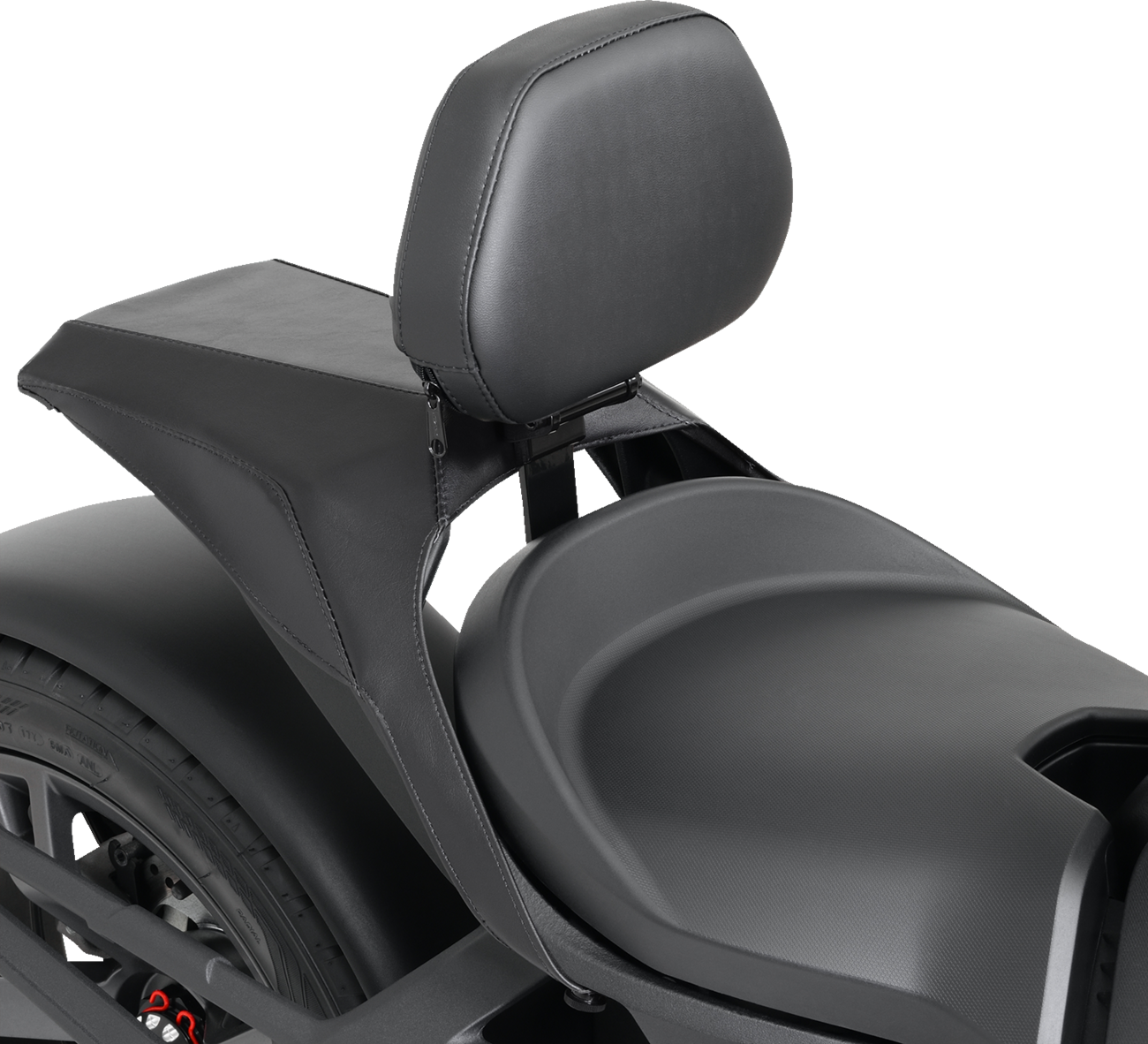 Bill's Exhausts Show Chrome Quick-Detach Backrest for Ryker 2020-2022, black engine accessory with easy removal feature
