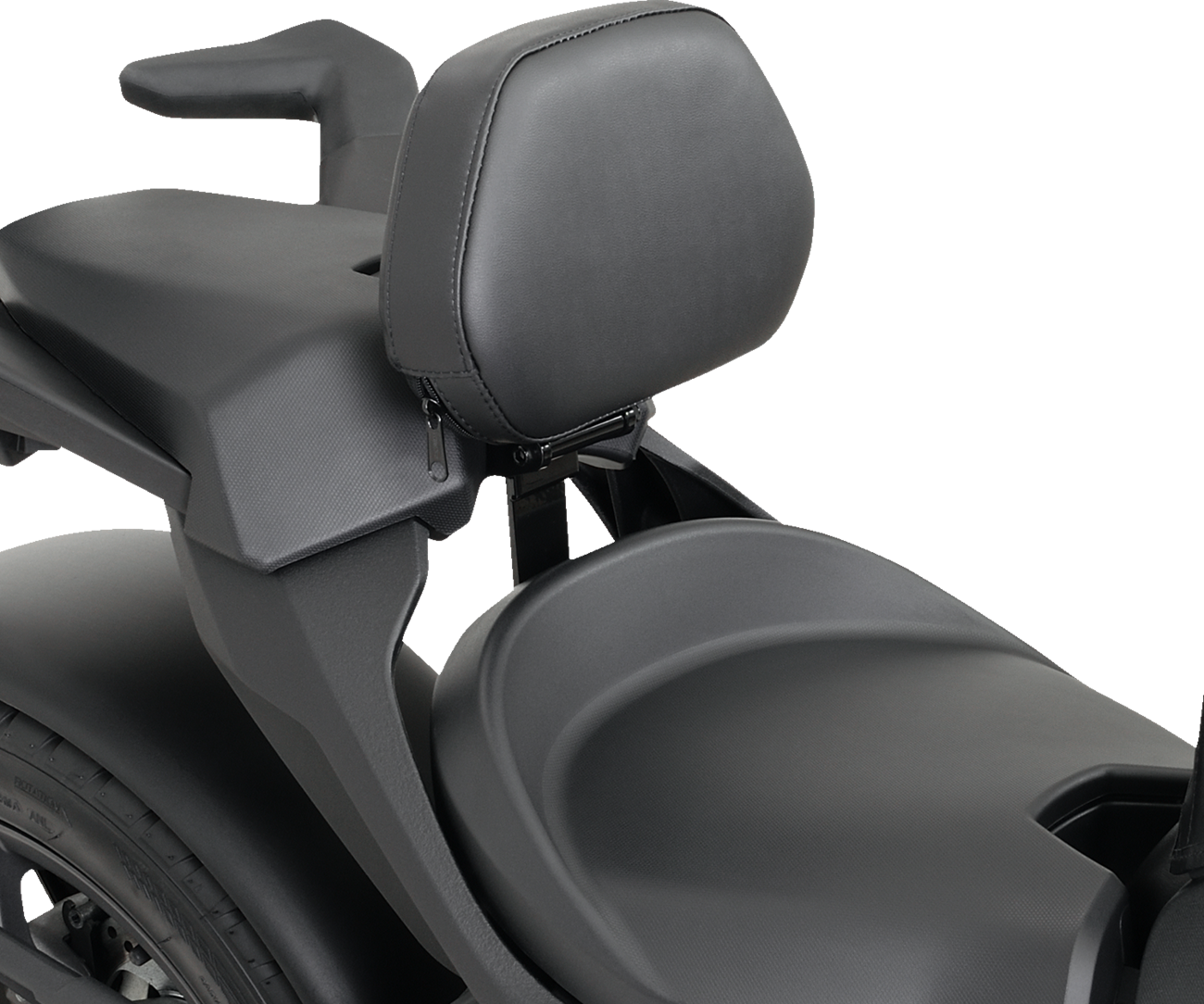 Black Show Chrome Quick-Detach Backrest for Ryker 2020-2022, designed for easy installation and comfortable passenger support.