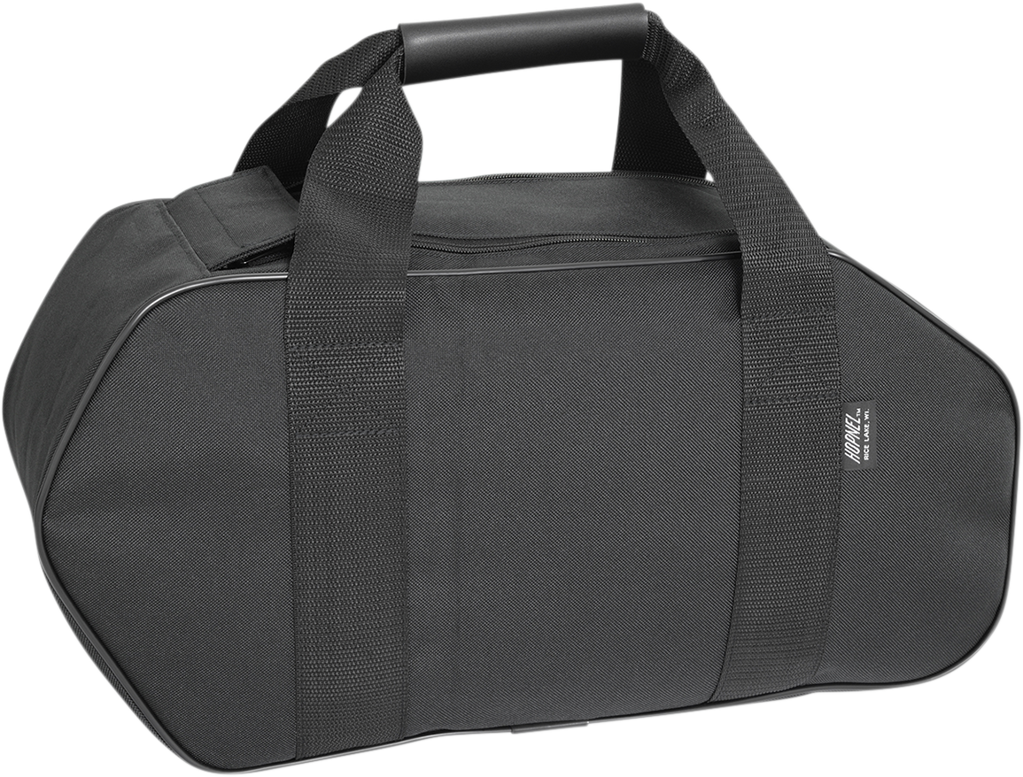 Bill's Exhausts Show Chrome Saddlebag Liner H18SL fitted inside motorcycle saddlebag for engine protection and stylish storage.