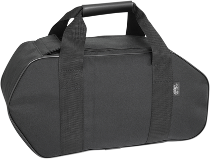 Bill's Exhausts Show Chrome Saddlebag Liner H18SL fitted inside motorcycle saddlebag for engine protection and stylish storage.