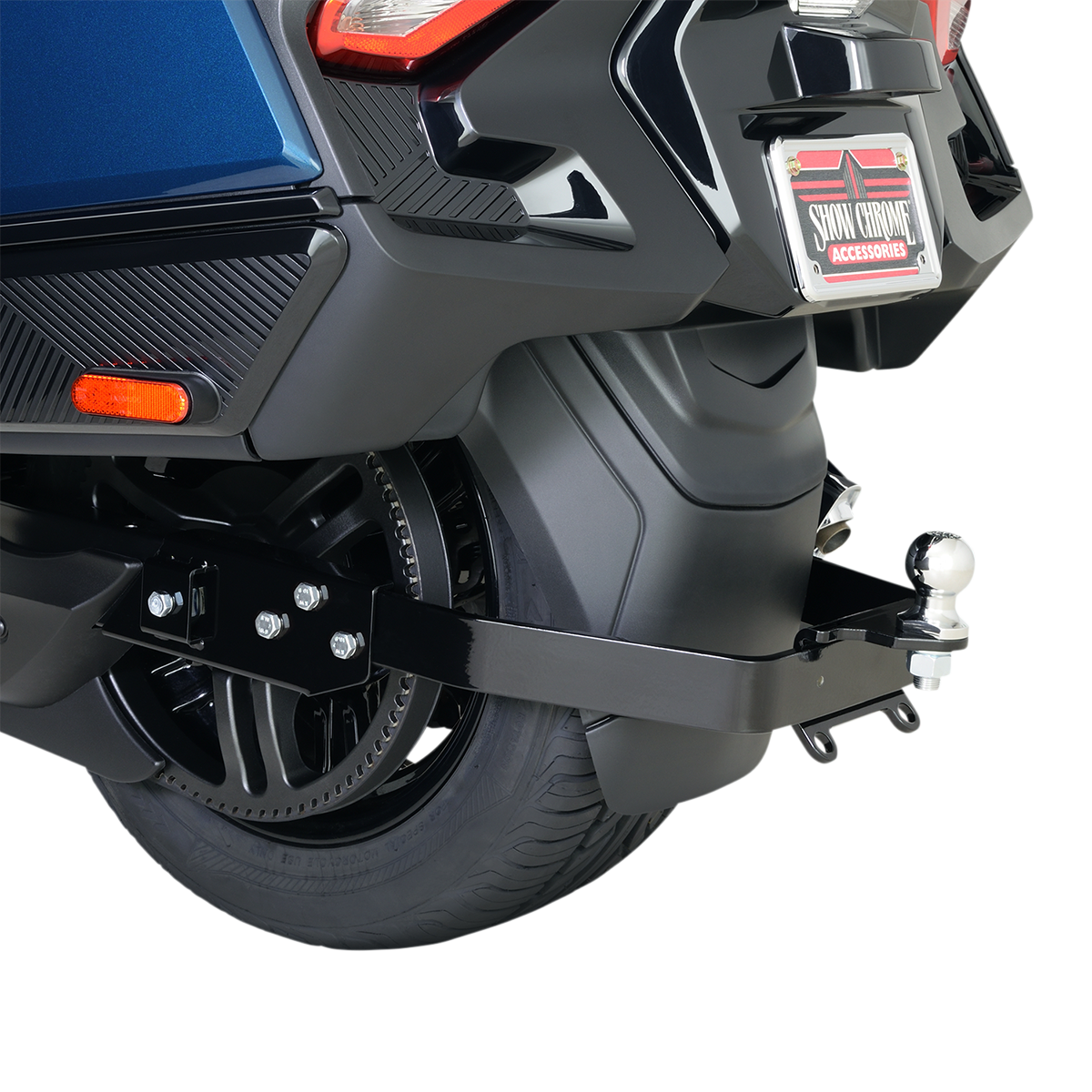 Bill's Exhausts Show Chrome trailer hitch for Can-Am 41-264, engine-mounted accessory with shiny chrome finish.