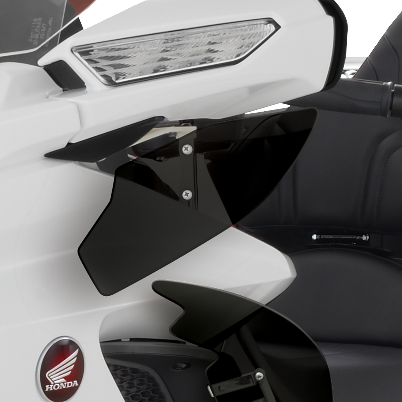 Bill's Exhausts Show Chrome Upper Wind Deflectors for GL 1800 motorcycle, engine protection accessory with chrome finish.