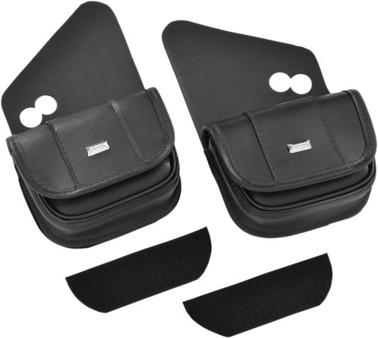 Chrome windshield pouch for FLH HD90-102BC engine by Bill's Exhausts, showcasing its shiny finish and compact design.