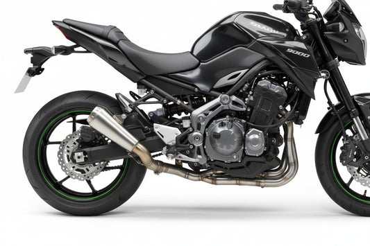 Arrow Kawasaki Z 900 exhaust with Nichrom Pro-Race silencer and stainless steel link pipe, compatible with original and Arrow collection.